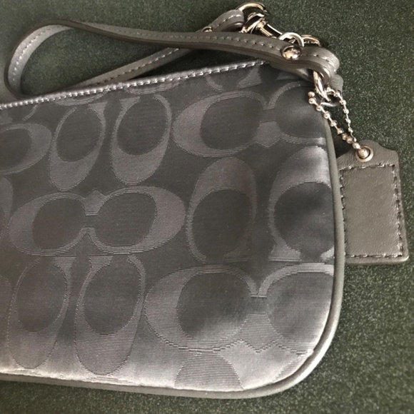 Coach Gray Canvas Leather Signature C Wristlet Mini Pouch - Picture 10 of 16